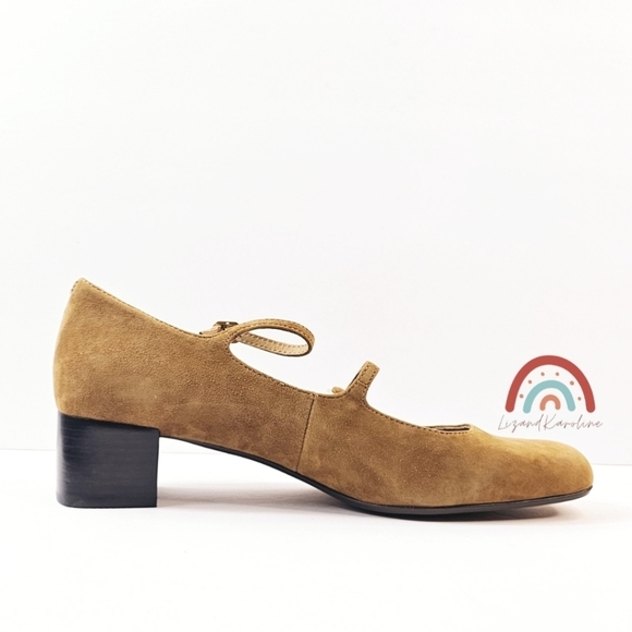 New! Madewell The Nettie Heeled Mary Jane in Glazed Walnut Leather Suede - Picture 7 of 16